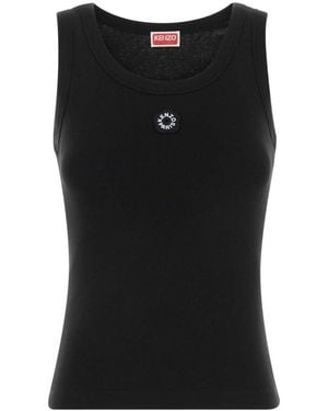 KENZO Logo Round Neck Top - Black