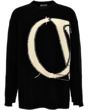 Off-White c/o Virgil Abloh Logo Intarsia Wool Crewneck Sweater - Black