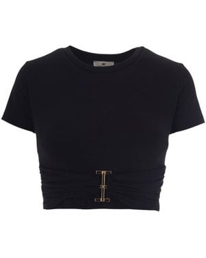 Elisabetta Franchi Crew Neck Top - Black