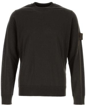 Stone Island Creweck Logo Sweater - Black