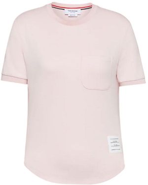 Thom Browne Logo Crew Neck T-Shirt - Pink