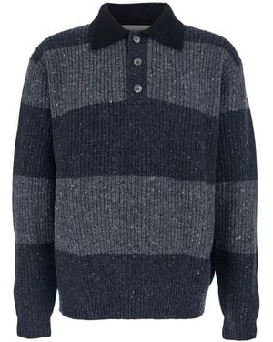 DUNST Shirt Collar Sweater - Blue