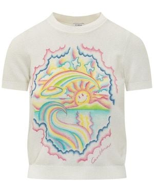 CASABLANCA Graphic Crew Neck T-Shirt - Grey