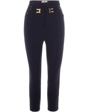 Elisabetta Franchi Skinny Flat Front Pants - Blue