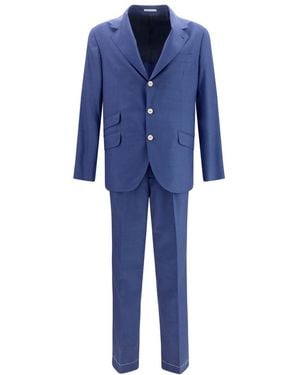 Brunello Cucinelli Notched Lapel Suit - Blue