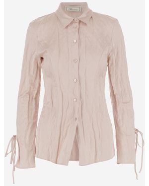 Blumarine Crinkled Satin Shirt - Pink
