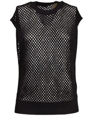 Dondup Round Neck Open Knit Sweater - Black