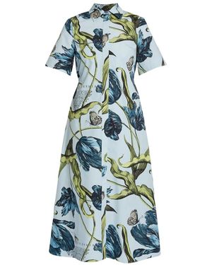 Erdem Floral Print Shirt Dress - Blue