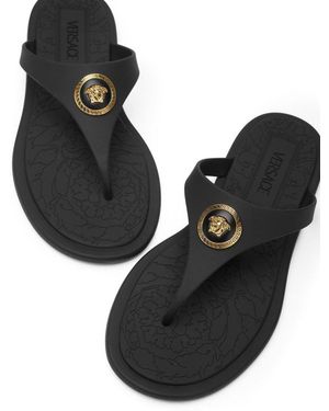 Versace Logo Slippers - Black
