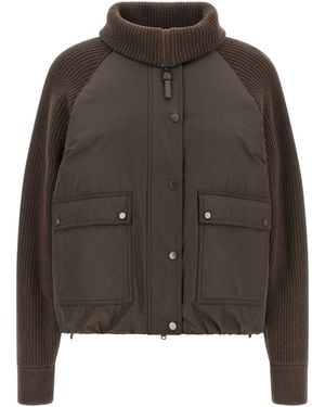 Brunello Cucinelli Solid Mock Collar Jacket - Green