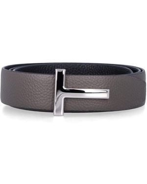 Tom Ford Textured Reversible Belt - Black
