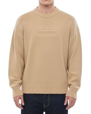 DSquared² Logo Crew Neck Sweater - Natural