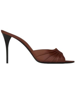 Saint Laurent Logo Mules - Brown