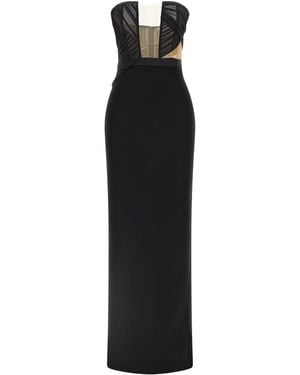 Nensi Dojaka Corsetted Draped Maxi Dress - Black