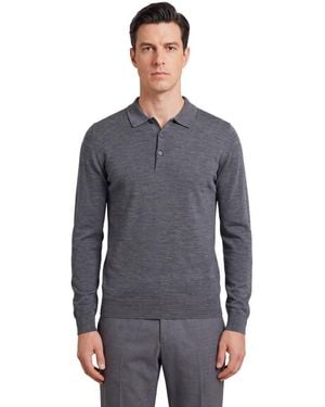 John Smedley Dark Polo Jumper - Blue