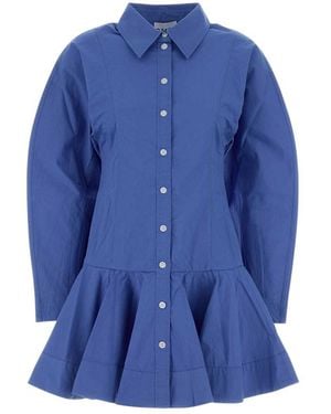 Ganni Shirt Collar Mini Dress - Blue