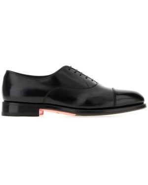 Santoni Leather Lace Up Shoes - Black
