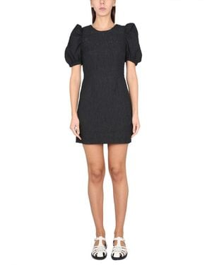 Baum und Pferdgarten Textured Round Neck Mini Dress - Black