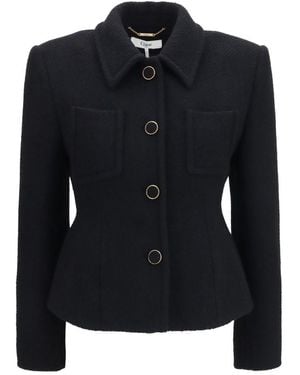 Chloé Solid Shirt Collar Jacket - Black