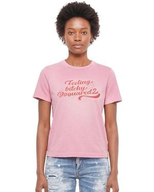 DSquared² Graphic Crew Neck T-Shirt - Pink