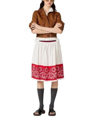 Miu Miu Printed Knee Length Skirt - Red