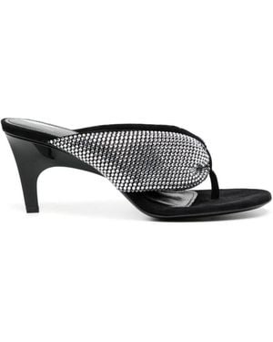 The Attico Strass Embellished Thong Sandals - Gray