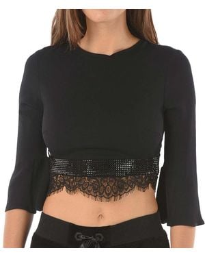 Philipp Plein Lace Crop Top - Black