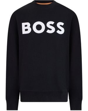 BOSS Crew Neck Logo Sweatshirt - Black