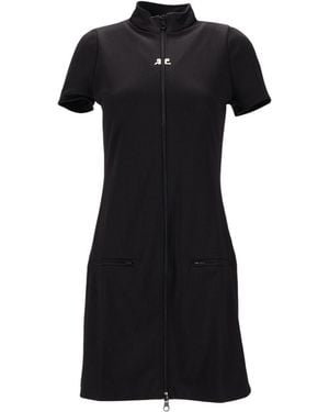 Courreges Mock Collar Mini Dress - Black
