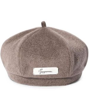 Jacquemus Signature Logo Beret Hat - Brown