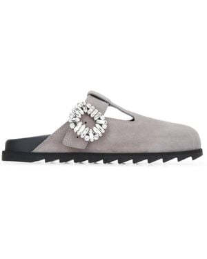 Roger Vivier Embellished Mules - White