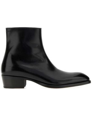 Tom Ford Leather Ankle Boots - Black