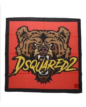 DSquared² Bear Printed Scarf - Red