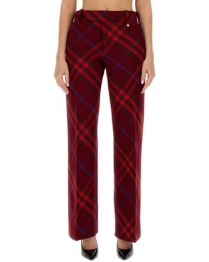 Burberry Regular Flat Front Trousers - Red