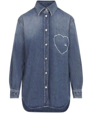 Moschino Oversized Distressed Shirt - Blue