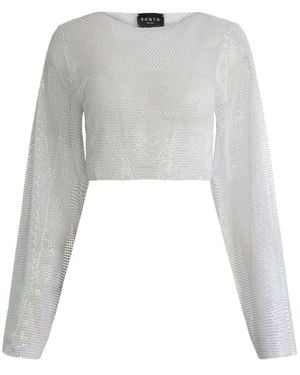Santa Brands Embellished Round Neck Top - White