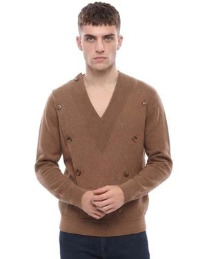 Burberry V Neck Sweater - Brown