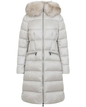 Moncler Ivory Quilted Hood Jacket - Gray
