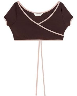 Palm Angels Contrasting Border Bikini Top - Red