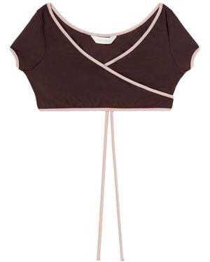 Palm Angels Contrasting Border Bikini Top - Red