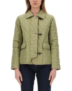 Fay Quilted Shirt Collar Jacket - Green
