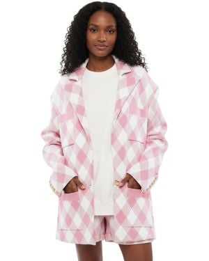 Balmain Gingham Trench Coat - Pink