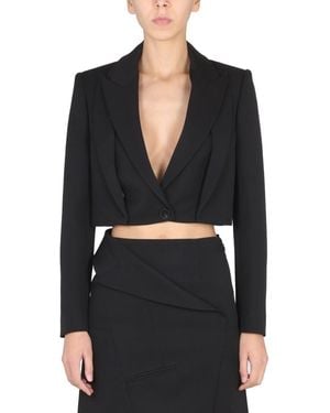 McQueen Solid Notched Lapel Jacket - Black