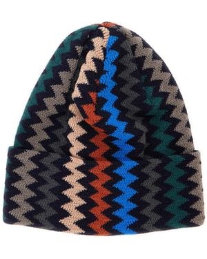 Missoni Chevron Beanie Cap - Blue