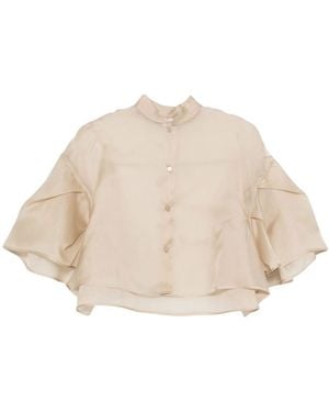Max Mara Solid Mandarin Collar Sweater - Natural