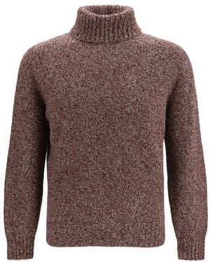 Brunello Cucinelli Wool, Silk And Cashmere Turtleneck Jumper - Brown