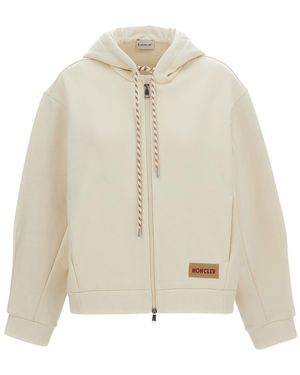 Moncler Logo Hood Sweatshirt - Natural