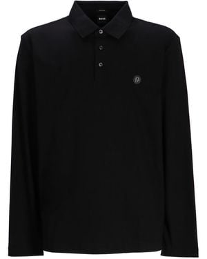 BOSS Long Sleeves Logo Polo - Black