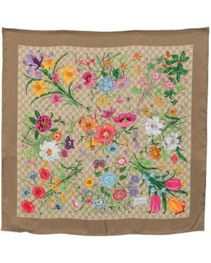 Gucci Flora Printed Scarf - Natural