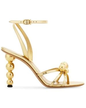Ferragamo Ankle Strap Embellished Heels - Metallic